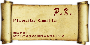 Plavsits Kamilla névjegykártya